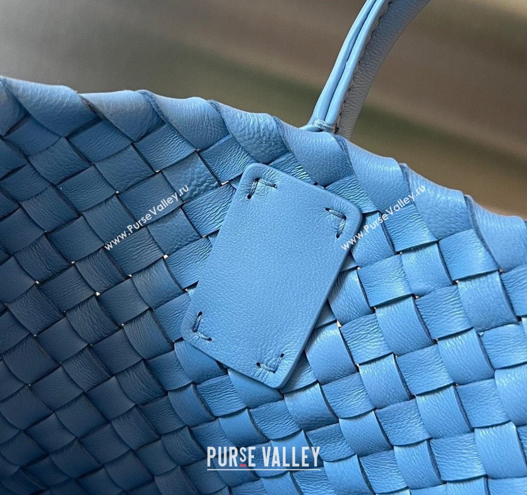 Bottega Veneta Mini Cabat Tote Bag in Intreccio Leather Storm Blue 2025 709464 (WT-250519107)