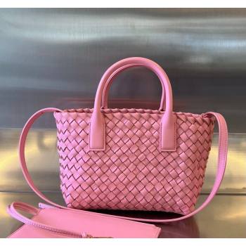 Bottega Veneta Mini Cabat Tote Bag in Intreccio Leather Deep Pink 2025 709464 (WT-250519108)