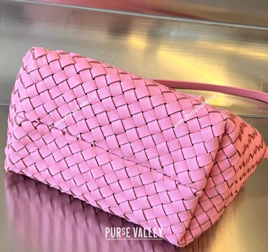 Bottega Veneta Mini Cabat Tote Bag in Intreccio Leather Deep Pink 2025 709464 (WT-250519108)