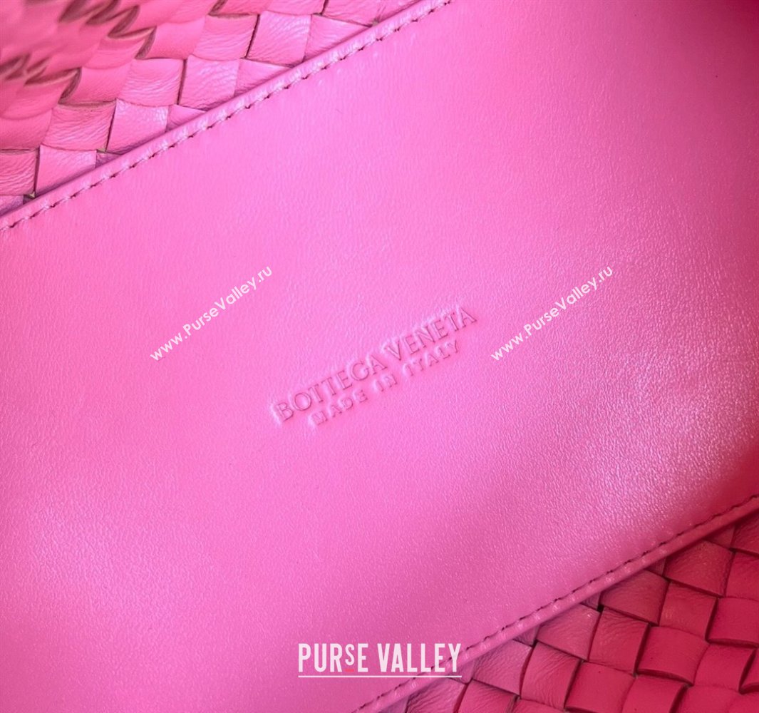 Bottega Veneta Mini Cabat Tote Bag in Intreccio Leather Deep Pink 2025 709464 (WT-250519108)