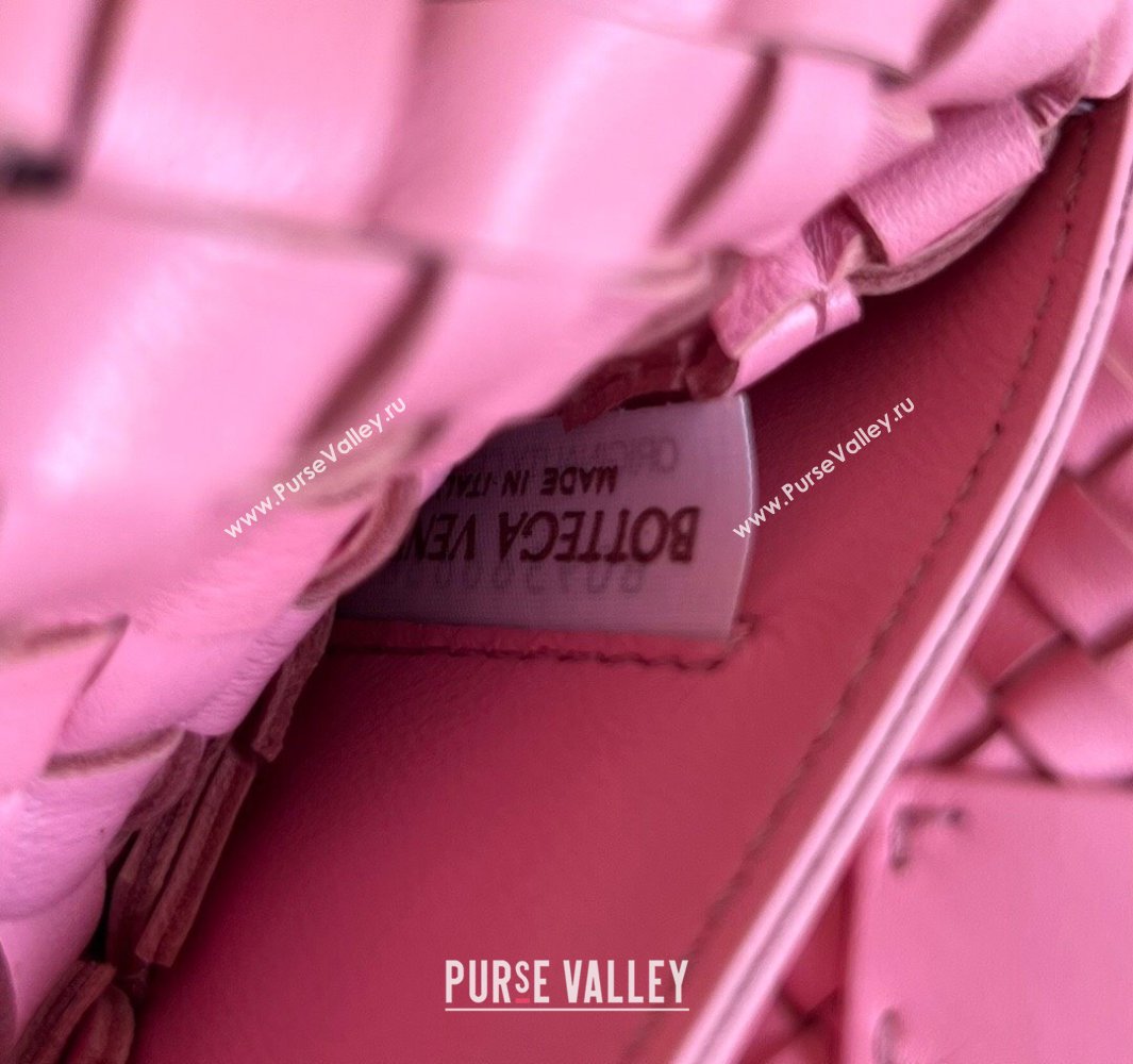 Bottega Veneta Mini Cabat Tote Bag in Intreccio Leather Deep Pink 2025 709464 (WT-250519108)