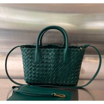 Bottega Veneta Mini Cabat Tote Bag in Intreccio Leather Turq Green 2025 709464 (WT-250519109)