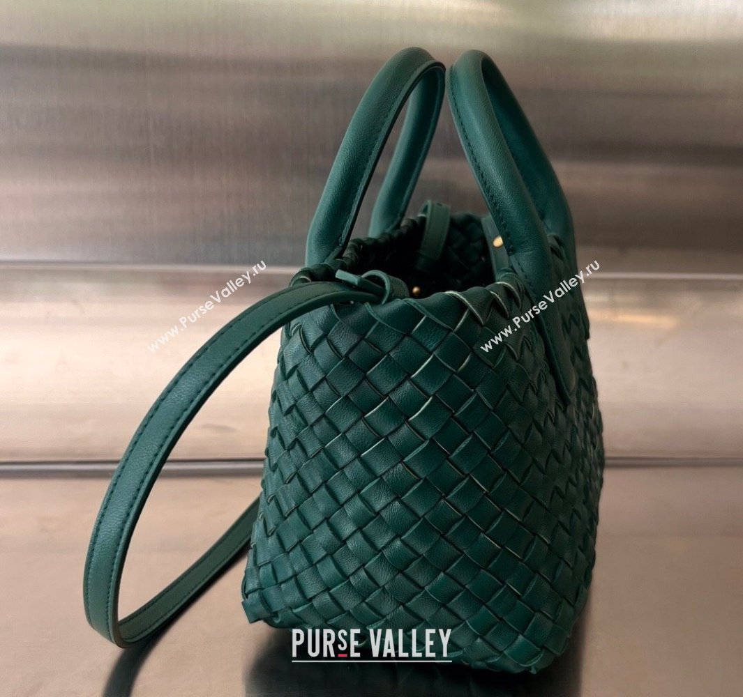 Bottega Veneta Mini Cabat Tote Bag in Intreccio Leather Turq Green 2025 709464 (WT-250519109)