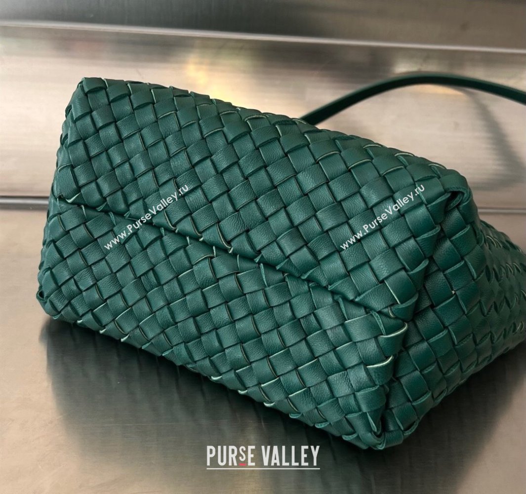 Bottega Veneta Mini Cabat Tote Bag in Intreccio Leather Turq Green 2025 709464 (WT-250519109)
