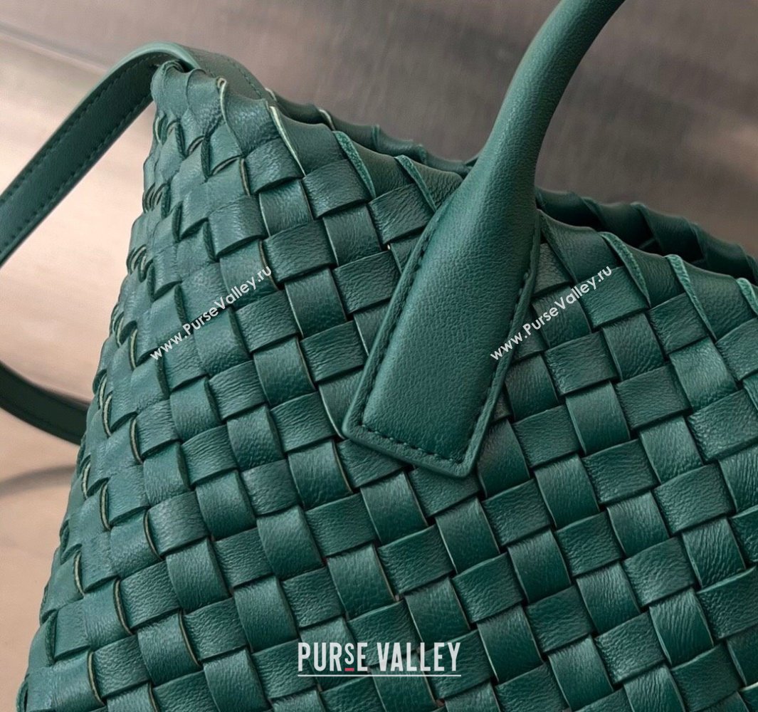 Bottega Veneta Mini Cabat Tote Bag in Intreccio Leather Turq Green 2025 709464 (WT-250519109)