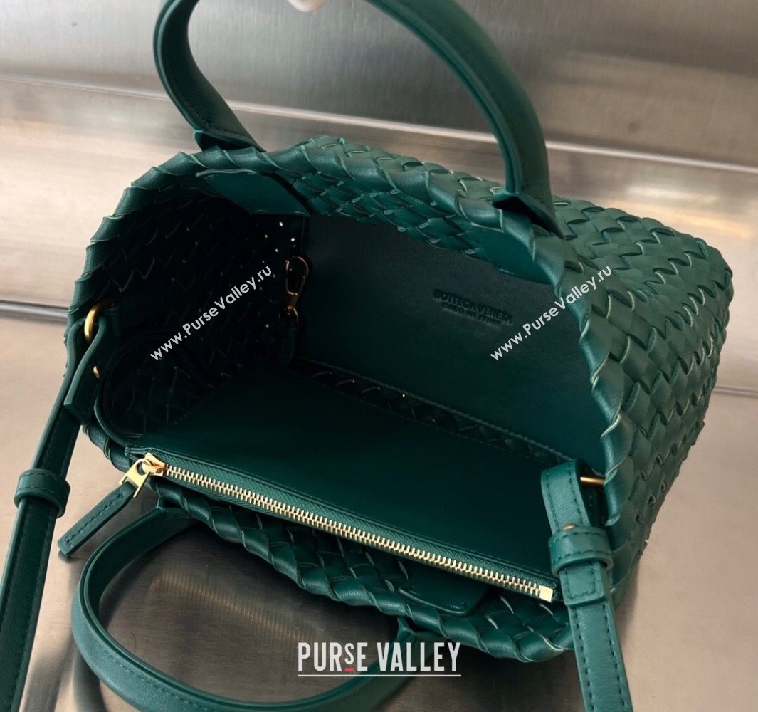 Bottega Veneta Mini Cabat Tote Bag in Intreccio Leather Turq Green 2025 709464 (WT-250519109)