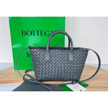 Bottega Veneta Mini Cabat Tote Bag in Intreccio Leather Thounder Grey 2025 709464 (WT-250519110)