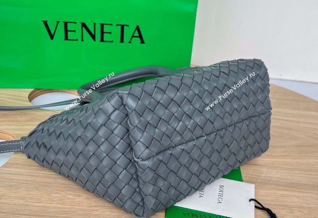 Bottega Veneta Mini Cabat Tote Bag in Intreccio Leather Thounder Grey 2025 709464 (WT-250519110)