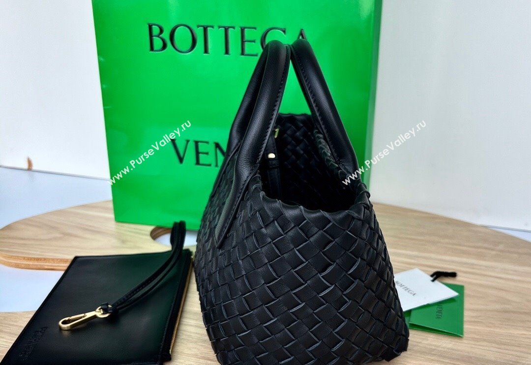 Bottega Veneta Mini Cabat Tote Bag in Intreccio Leather Black 2025 709464 (WT-250519111)