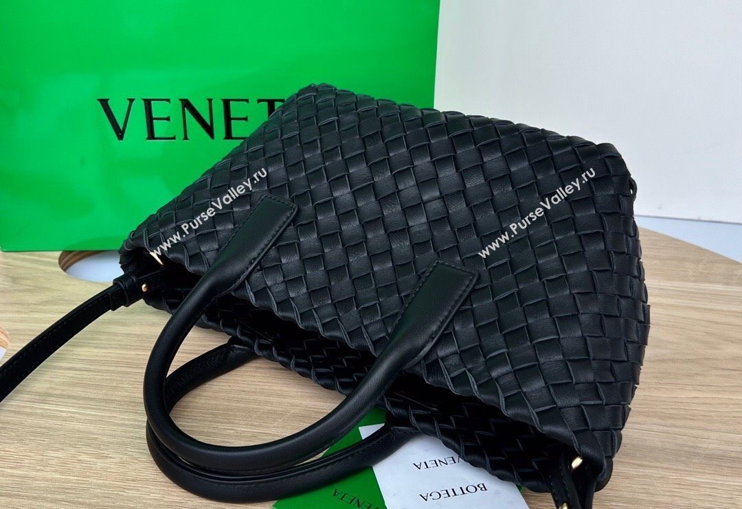 Bottega Veneta Mini Cabat Tote Bag in Intreccio Leather Black 2025 709464 (WT-250519111)