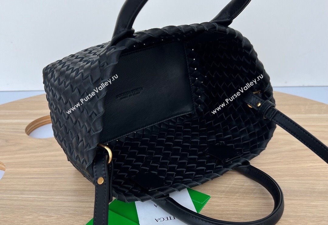 Bottega Veneta Mini Cabat Tote Bag in Intreccio Leather Black 2025 709464 (WT-250519111)