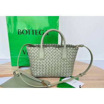 Bottega Veneta Mini Cabat Tote Bag in Intreccio Leather Travertine Green 2025 709464 (WT-250519112)