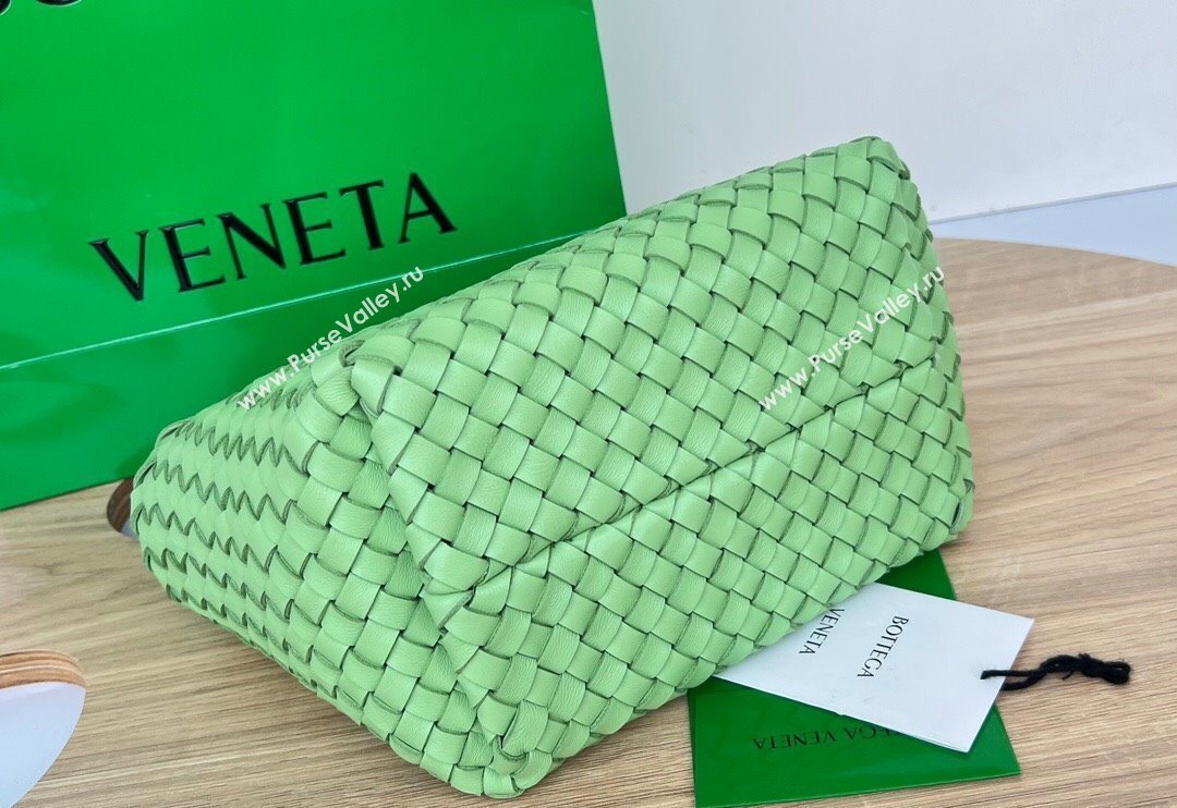 Bottega Veneta Mini Cabat Tote Bag in Intreccio Leather Lemon Green 2025 709464 (WT-250519113)