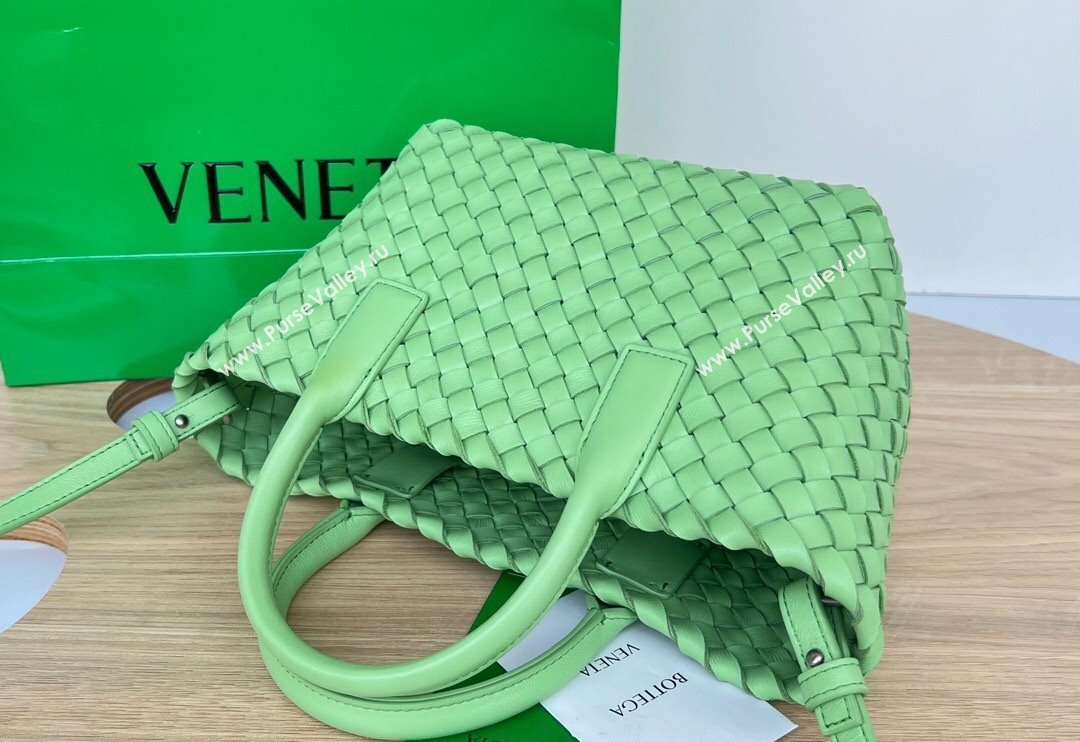 Bottega Veneta Mini Cabat Tote Bag in Intreccio Leather Lemon Green 2025 709464 (WT-250519113)
