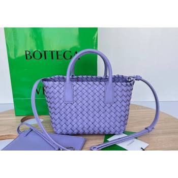 Bottega Veneta Mini Cabat Tote Bag in Intreccio Leather Wistaria Purple 2025 709464 (WT-250519115)