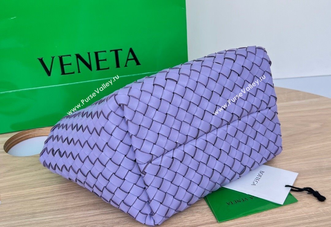 Bottega Veneta Mini Cabat Tote Bag in Intreccio Leather Wistaria Purple 2025 709464 (WT-250519115)