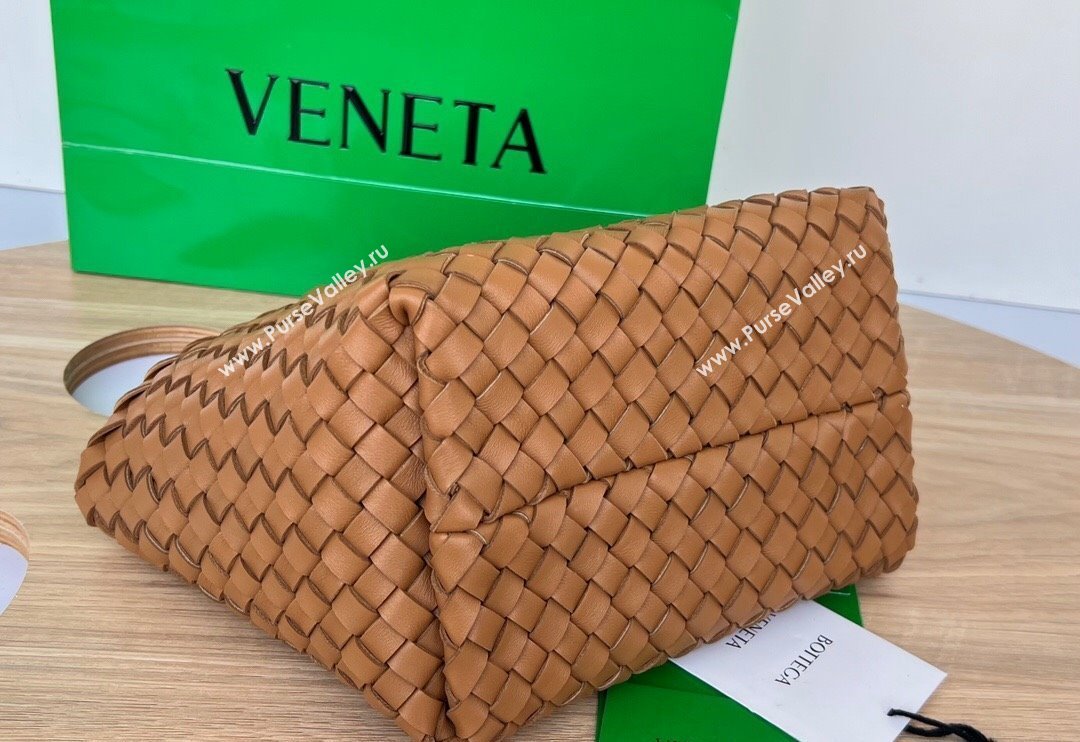 Bottega Veneta Mini Cabat Tote Bag in Intreccio Leather Light Brown 2025 709464 (WT-250519116)