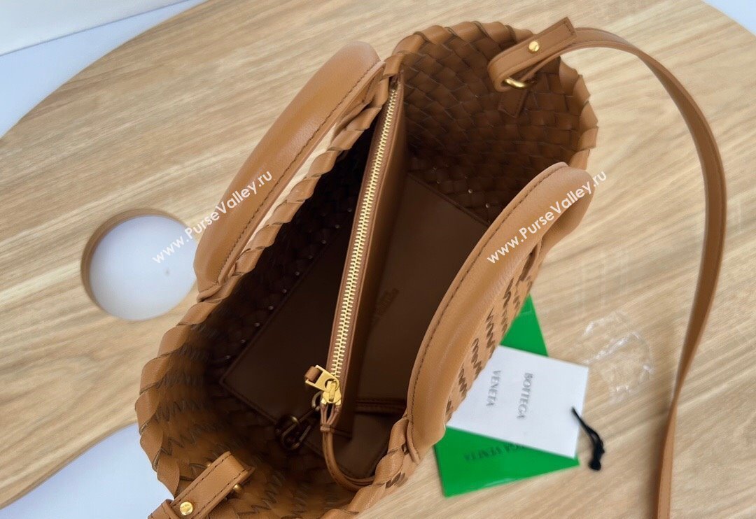 Bottega Veneta Mini Cabat Tote Bag in Intreccio Leather Light Brown 2025 709464 (WT-250519116)