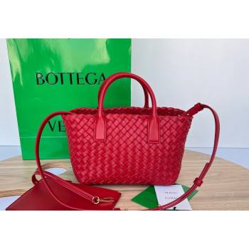 Bottega Veneta Mini Cabat Tote Bag in Intreccio Leather Red 2025 709464 (WT-250519117)