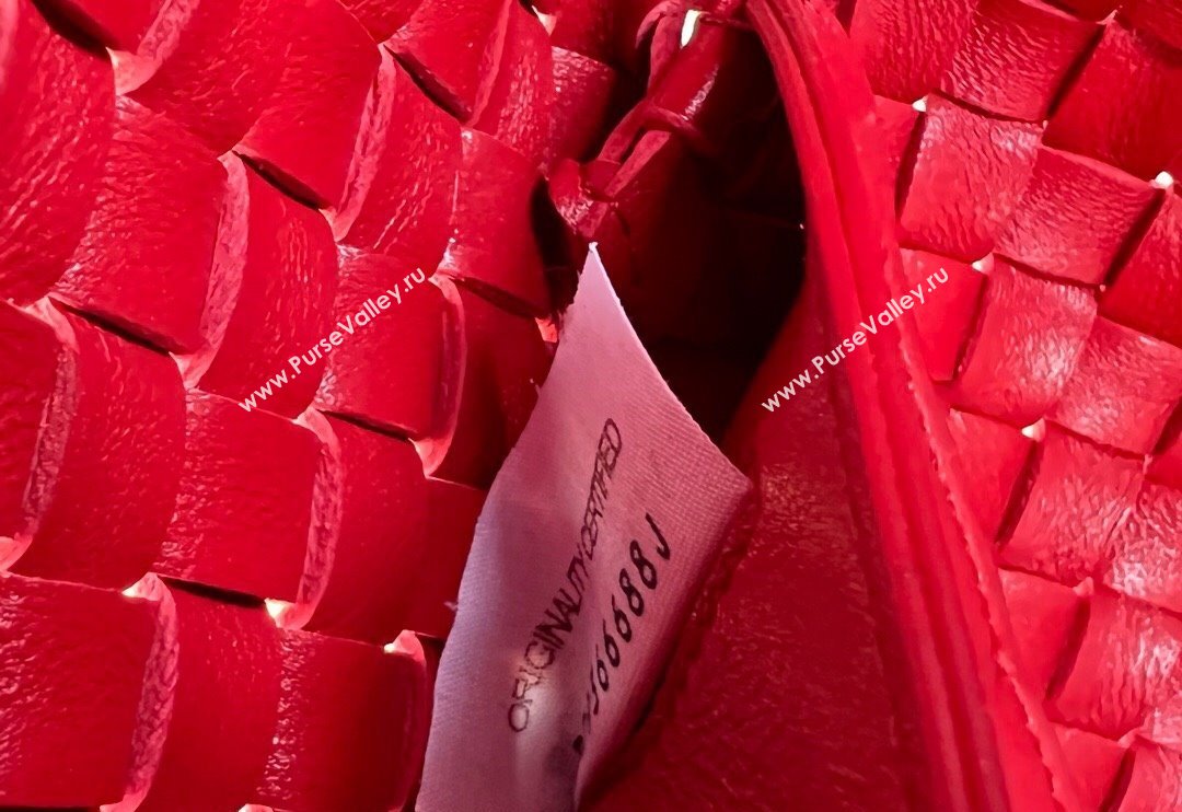Bottega Veneta Mini Cabat Tote Bag in Intreccio Leather Red 2025 709464 (WT-250519117)