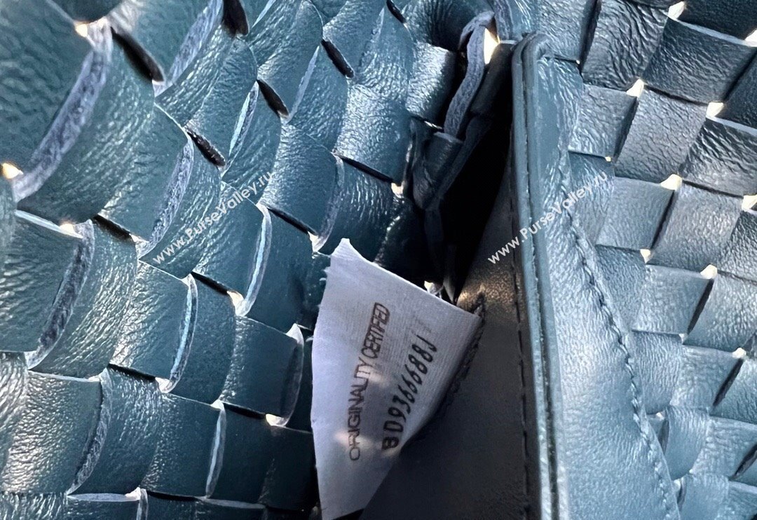 Bottega Veneta Mini Cabat Tote Bag in Intreccio Leather Dark Blue 2025 709464 (WT-250519118)