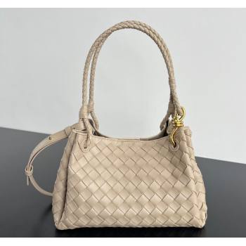 Bottega Veneta Parachute Medium Shoulder Bag in Intrecciato Leather Ecru Beige 2025 835921 (WT-250519032)