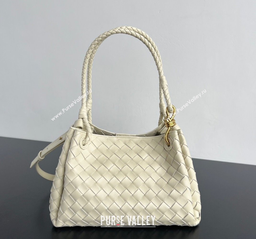 Bottega Veneta Parachute Medium Shoulder Bag in Intrecciato Leather Sea Salt 2025 835921 (WT-250519033)