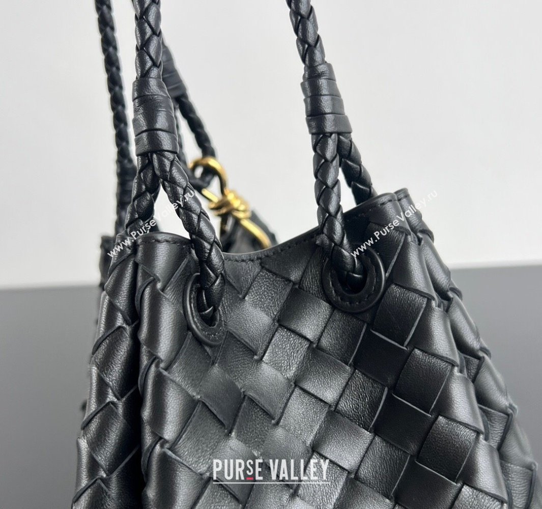 Bottega Veneta Parachute Medium Shoulder Bag in Intrecciato Leather Black 2025 835921 (WT-250519034)
