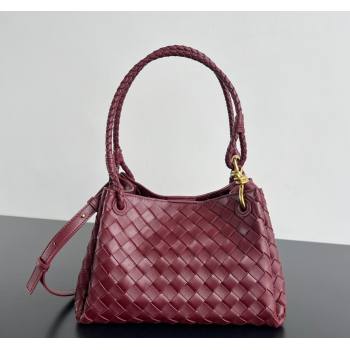 Bottega Veneta Parachute Medium Shoulder Bag in Intrecciato Leather Barolo Red 2025 835921 (WT-250519035)