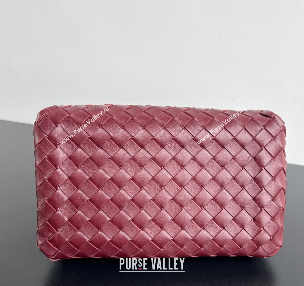 Bottega Veneta Parachute Medium Shoulder Bag in Intrecciato Leather Barolo Red 2025 835921 (WT-250519035)