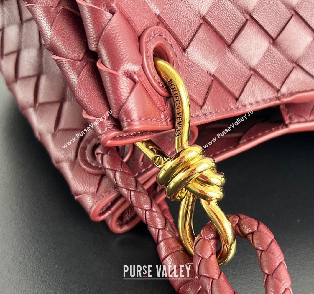 Bottega Veneta Parachute Medium Shoulder Bag in Intrecciato Leather Barolo Red 2025 835921 (WT-250519035)