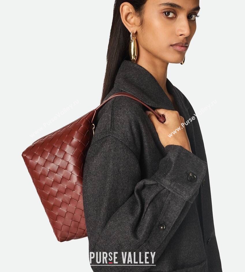 Bottega Veneta Mini Wallace Shoulder Bag in Intrecciato Soft Calfskin Leather 754443 Sapele Red 2025 (WT-250519036)