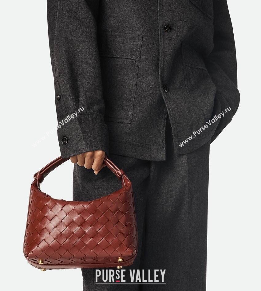 Bottega Veneta Mini Wallace Shoulder Bag in Intrecciato Soft Calfskin Leather 754443 Heart Red 2025 (WT-250519037)