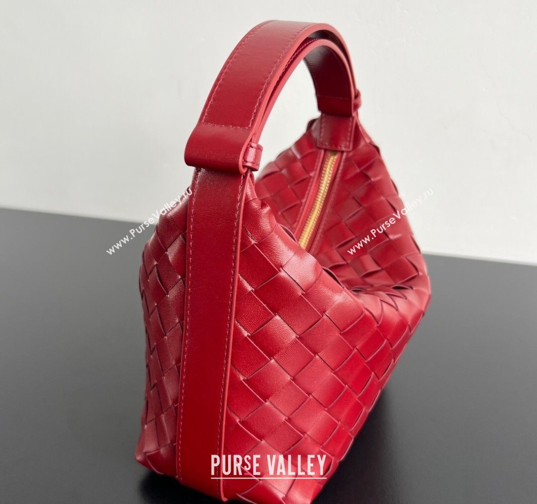 Bottega Veneta Mini Wallace Shoulder Bag in Intrecciato Soft Calfskin Leather 754443 Heart Red 2025 (WT-250519037)