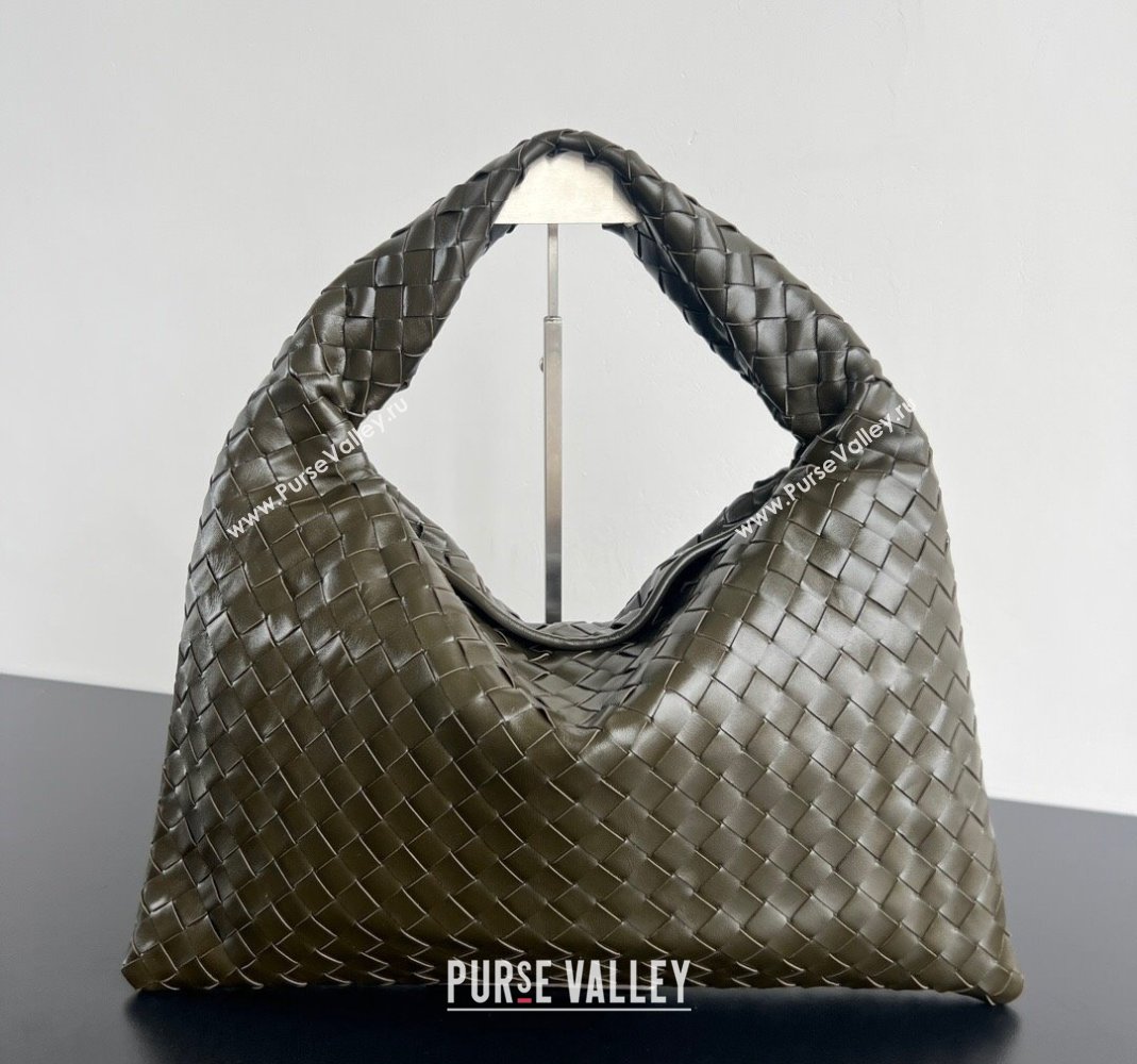 Bottega Veneta Hop Small Hobo Bag in Intrecciato Leather Khaki Green 2025 796262 (WT-250519040)