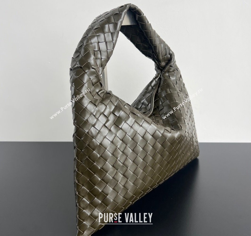 Bottega Veneta Hop Small Hobo Bag in Intrecciato Leather Khaki Green 2025 796262 (WT-250519040)