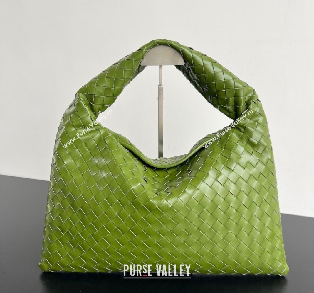 Bottega Veneta Hop Small Hobo Bag in Intrecciato Leather Matcha Green 2025 796262 (WT-250519041)