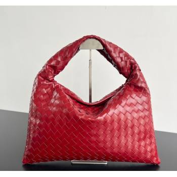 Bottega Veneta Hop Small Hobo Bag in Intrecciato Leather Heart Red 2025 796262 (WT-250519043)