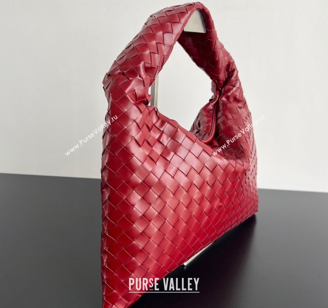Bottega Veneta Hop Small Hobo Bag in Intrecciato Leather Heart Red 2025 796262 (WT-250519043)