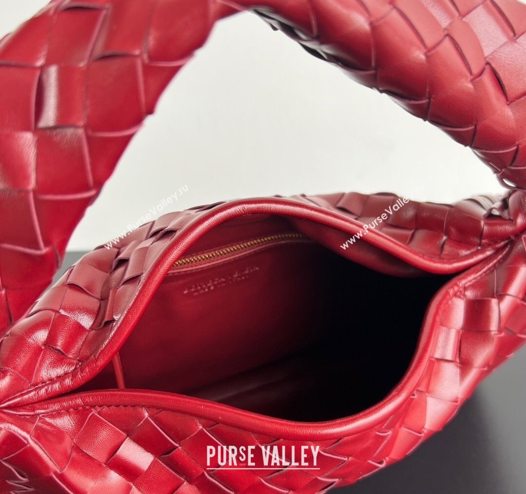 Bottega Veneta Hop Small Hobo Bag in Intrecciato Leather Heart Red 2025 796262 (WT-250519043)