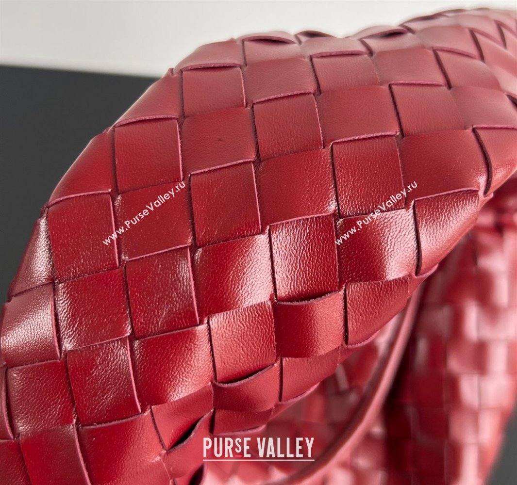 Bottega Veneta Hop Small Hobo Bag in Intrecciato Leather Heart Red 2025 796262 (WT-250519043)