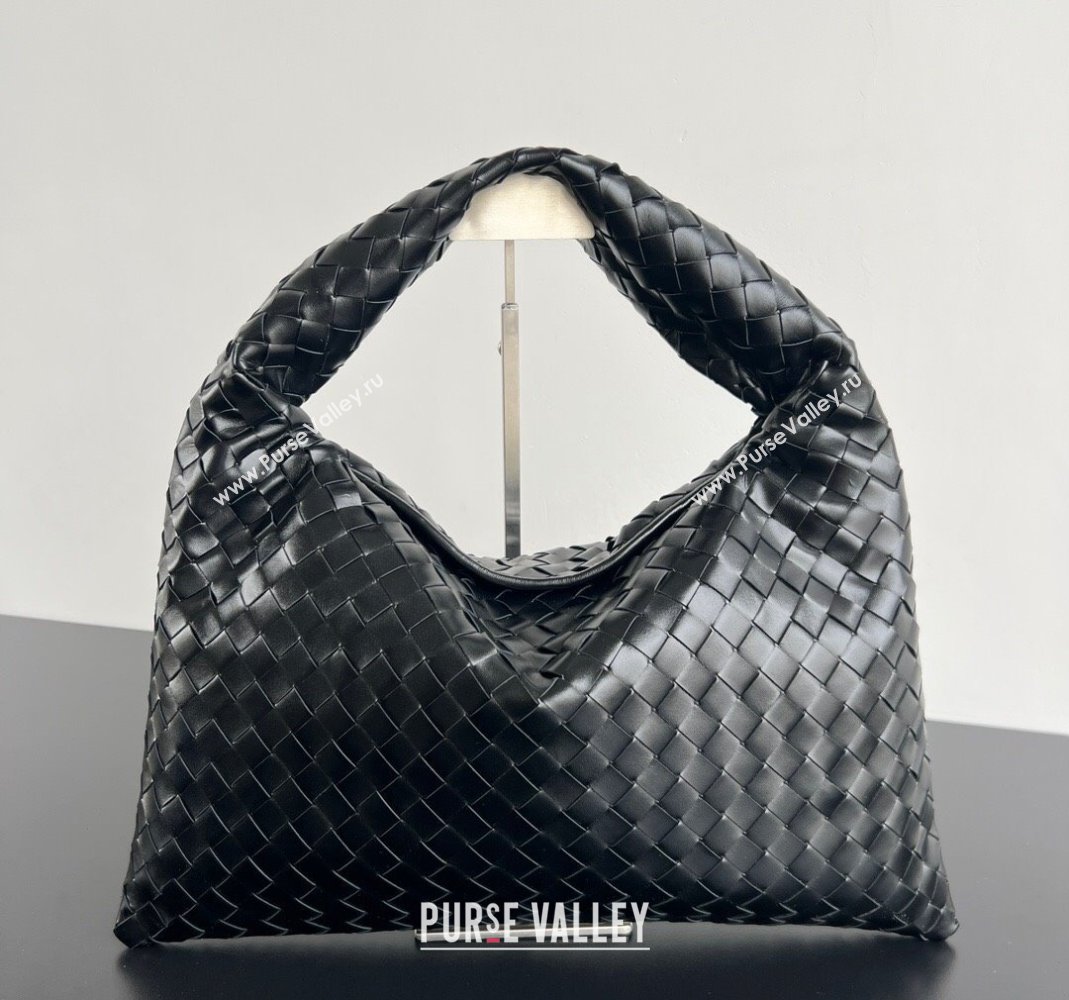 Bottega Veneta Hop Small Hobo Bag in Intrecciato Leather Black 2025 796262 (WT-250519045)