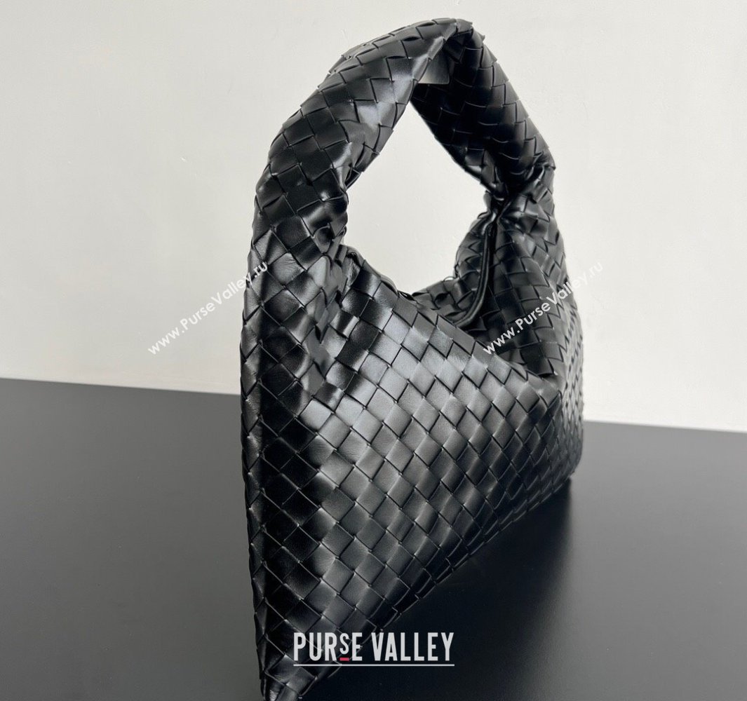 Bottega Veneta Hop Small Hobo Bag in Intrecciato Leather Black 2025 796262 (WT-250519045)