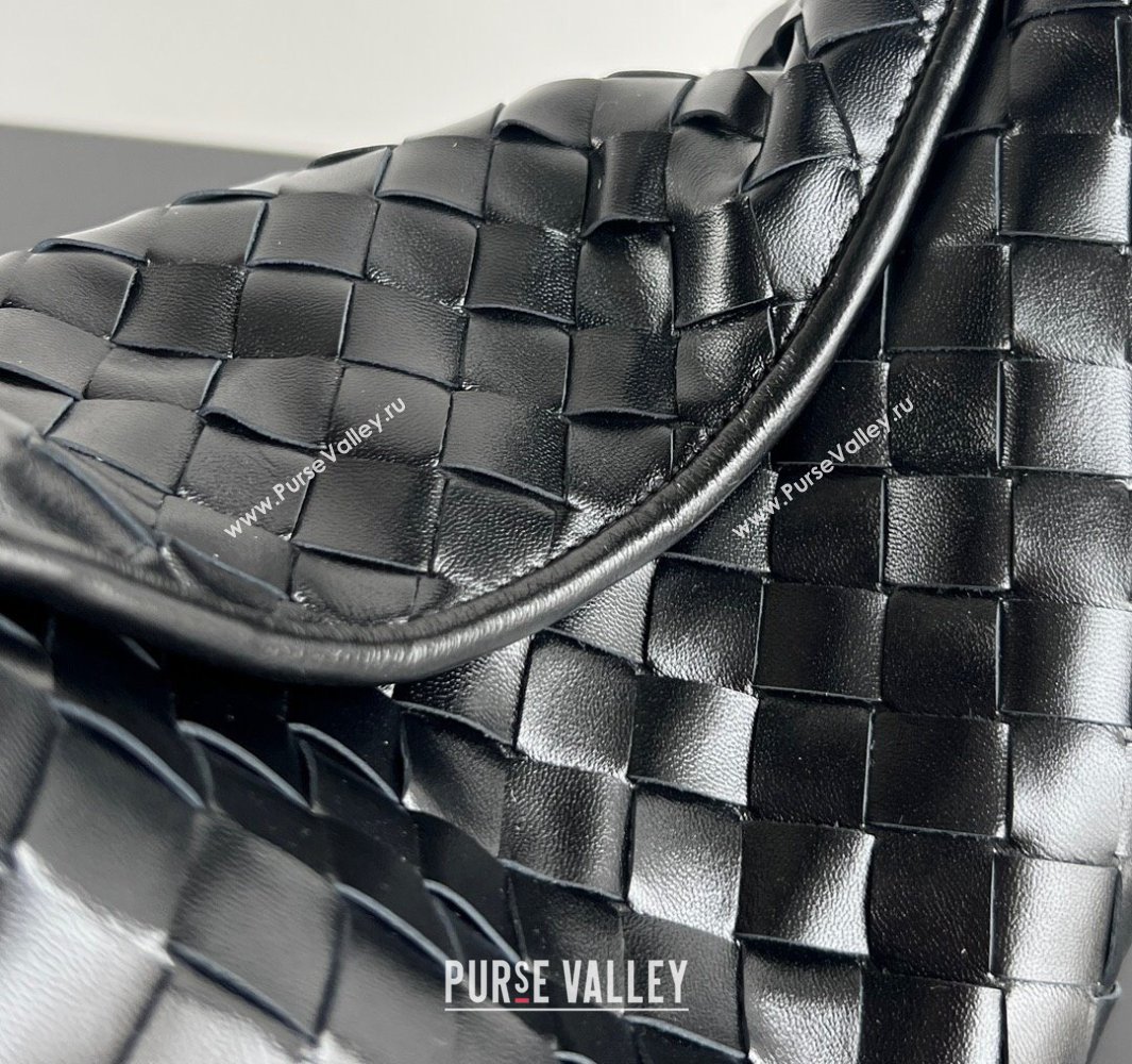 Bottega Veneta Hop Small Hobo Bag in Intrecciato Leather Black 2025 796262 (WT-250519045)