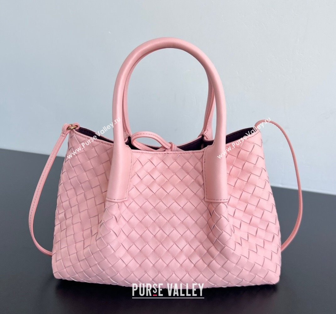 Bottega Veneta Small Pinacoteca Tote Bag in Intrecciato Leather Rose Pink 2025 819004 (WT-250519048)