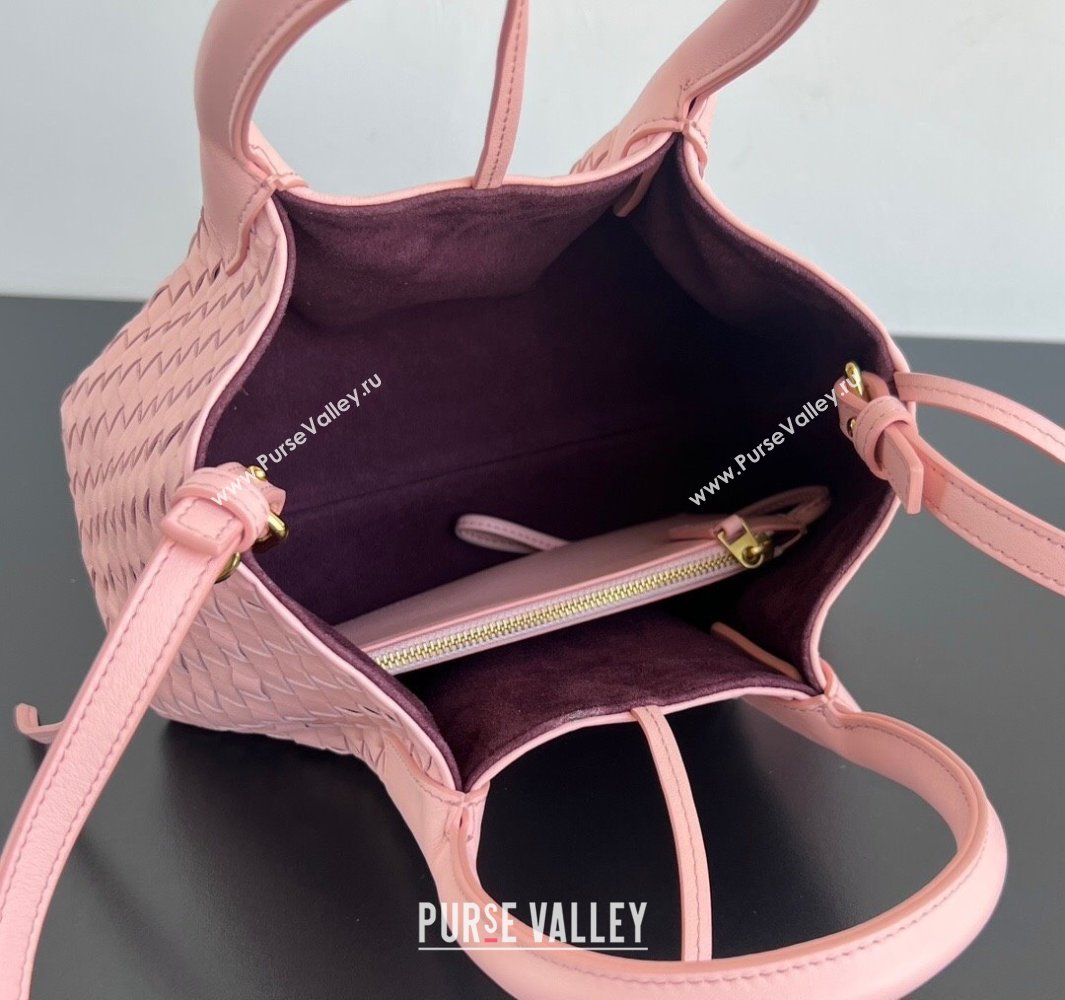 Bottega Veneta Small Pinacoteca Tote Bag in Intrecciato Leather Rose Pink 2025 819004 (WT-250519048)