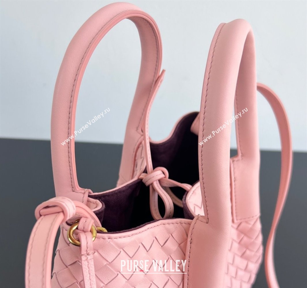 Bottega Veneta Small Pinacoteca Tote Bag in Intrecciato Leather Rose Pink 2025 819004 (WT-250519048)