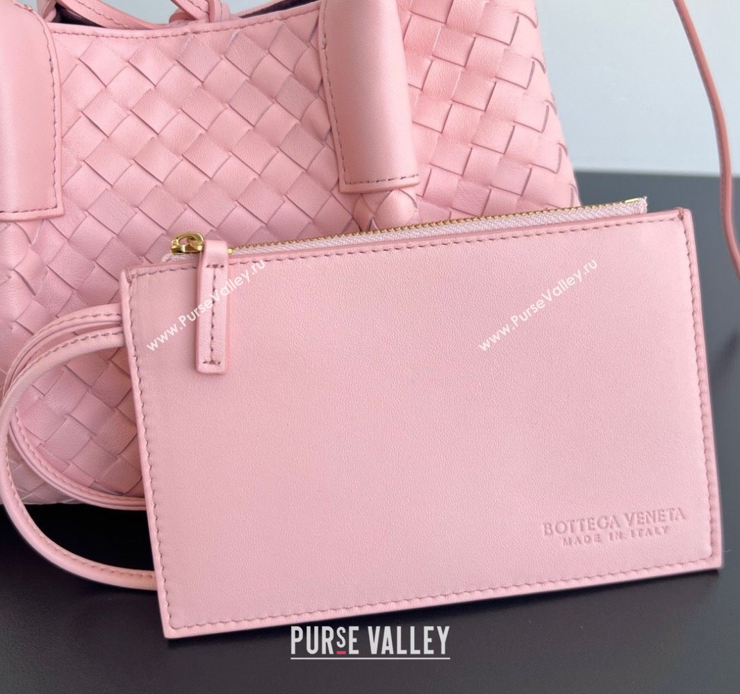 Bottega Veneta Small Pinacoteca Tote Bag in Intrecciato Leather Rose Pink 2025 819004 (WT-250519048)
