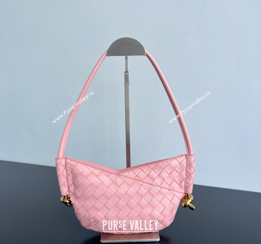 Bottega Veneta Mini Solstice Shoulder Bag in Intrecciato Leather Rose Pink 2025 796378 (WT-250519050)