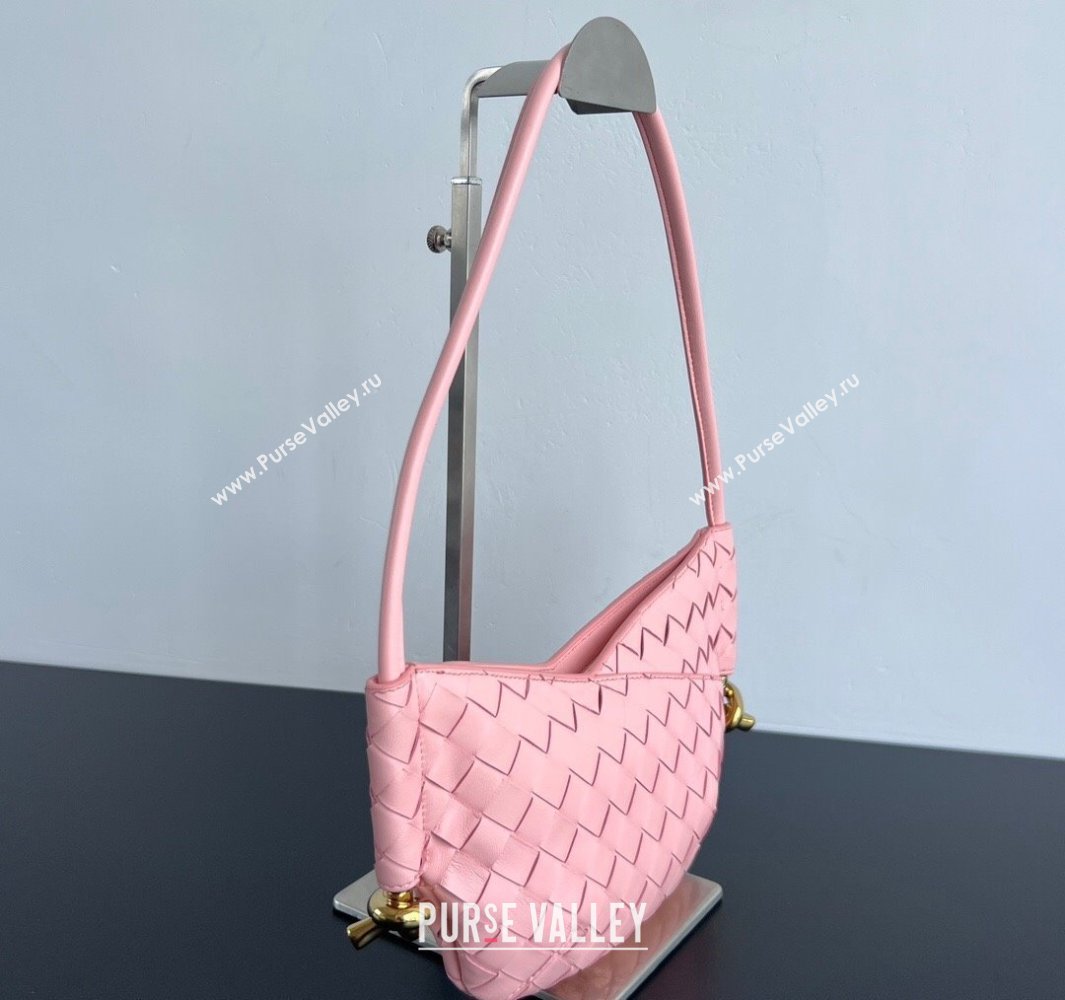 Bottega Veneta Mini Solstice Shoulder Bag in Intrecciato Leather Rose Pink 2025 796378 (WT-250519050)